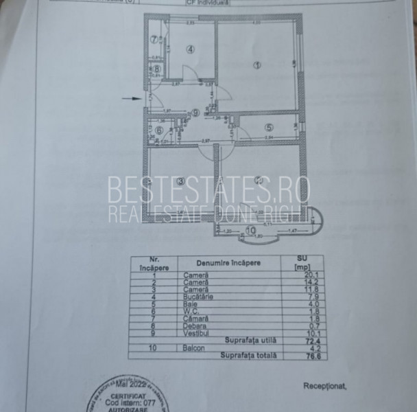 Apartament 3 camere, Nerva Traian, plan secund